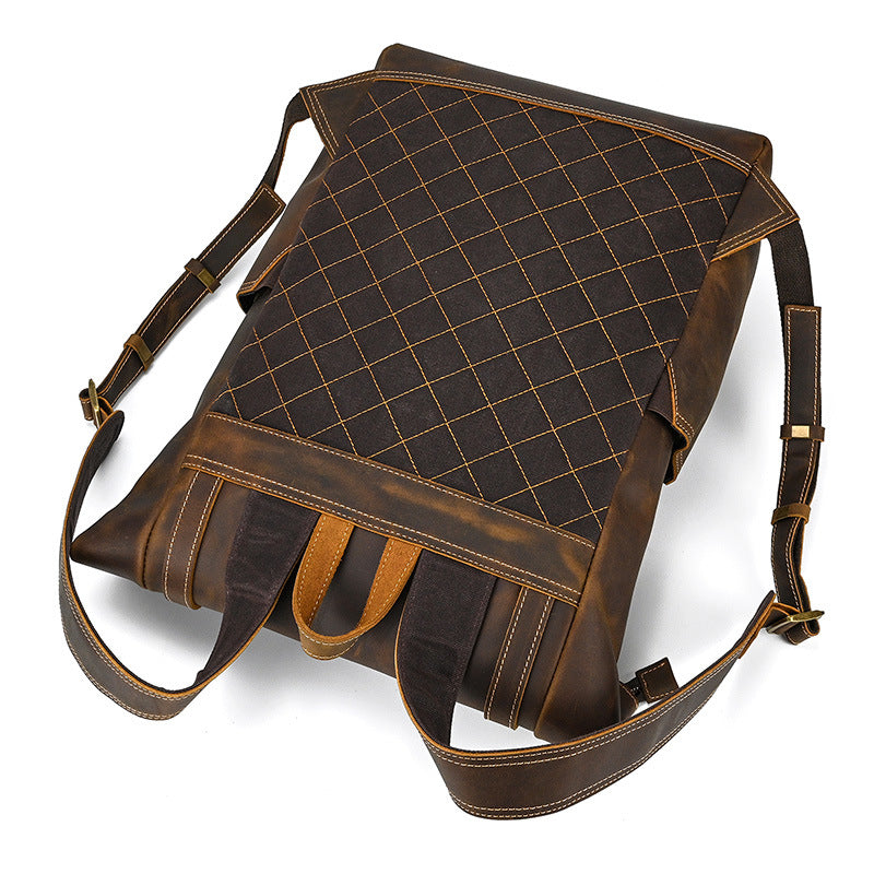 Vintage 16" Large Storage Leather Backpack 2035-Leatehr Backpack-Dark Brown-Free Shipping Leatheretro