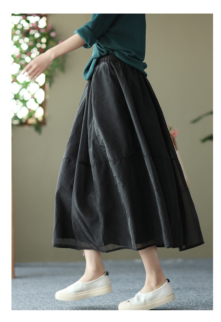 Summer Organza Elegant Women Skirts-Skirts-Black-One Size-Free Shipping Leatheretro