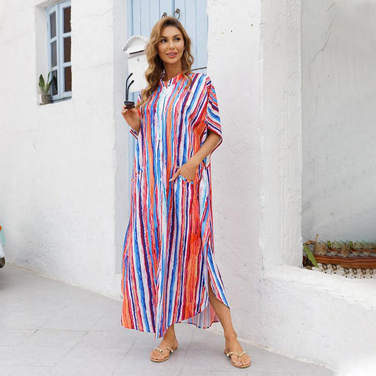 Women Summer Beach Loose Holiday Dresses-Maxi Dresses-12-One Size-Free Shipping Leatheretro