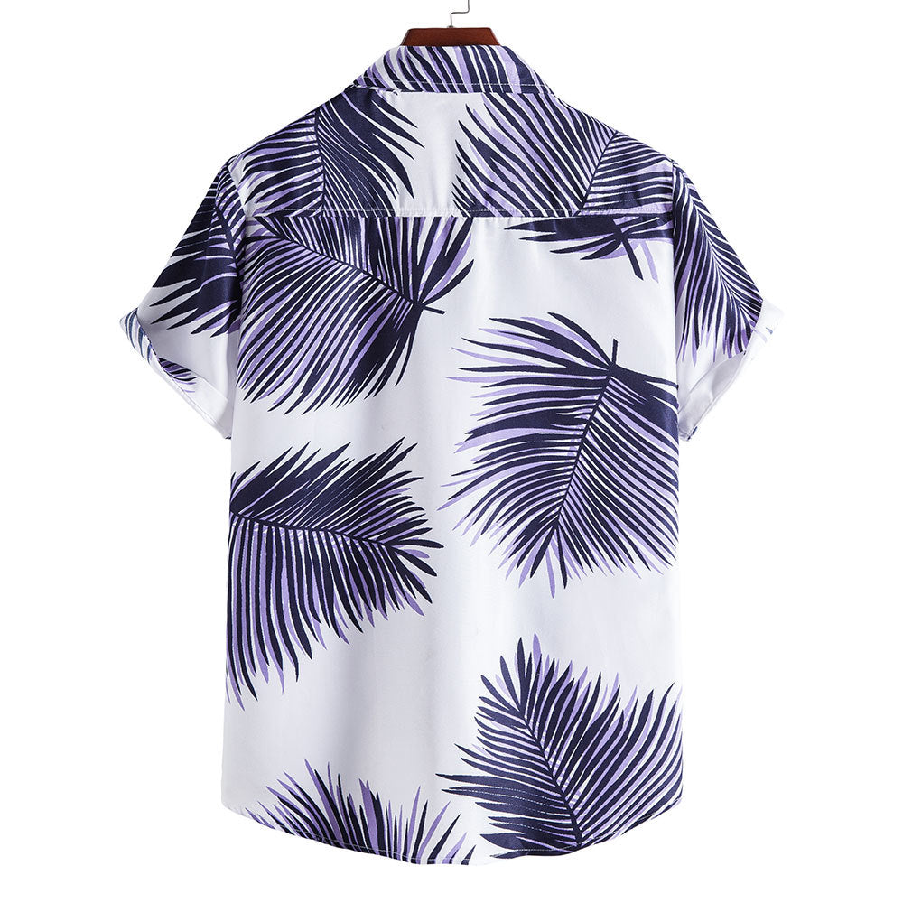 Casual Leaf Print Summer Short Sleeves Shirts for Men-Shirts & Tops-DC104-S-Free Shipping Leatheretro