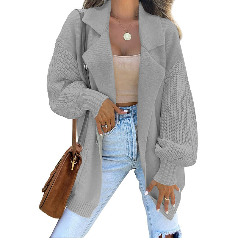 Casual Women Long Sleeves Knitted Coats-Coats & Jackets-Gray-S-Free Shipping Leatheretro