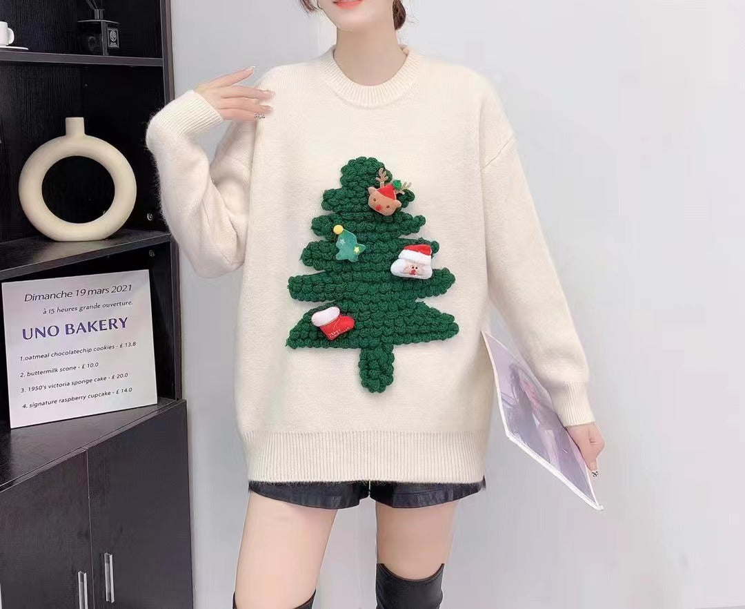 Merry Christmas Warm Pullover Knitted Sweaters-Shirts & Tops-Red-One Size-Free Shipping Leatheretro