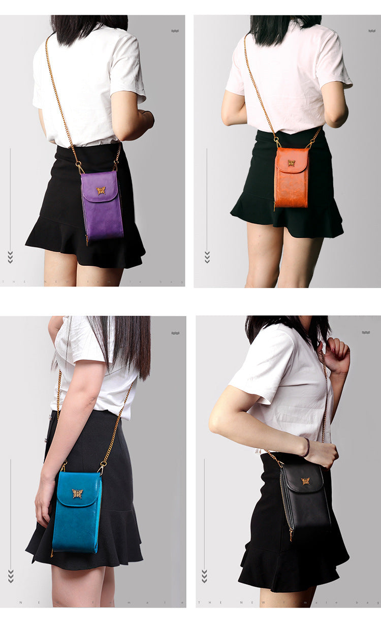 Vintage Chain Crossbody Leather Mini Cellphone Bags 8726-Handbag & Wallet Accessories-Red-Free Shipping Leatheretro