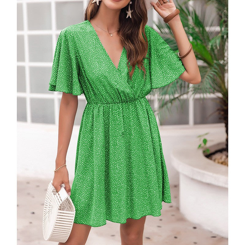 Casual Women Summer Daily Dresses-Dresses-Green-S-Free Shipping Leatheretro