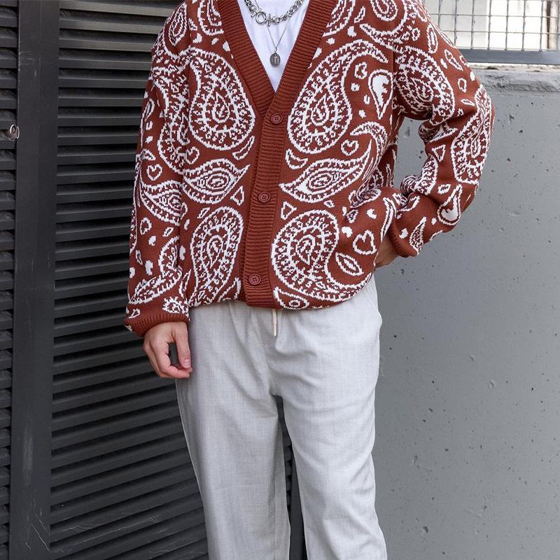 Casual Men Knitted Fall Cardigan Sweaters-Men Cardigans-Red-S-Free Shipping Leatheretro