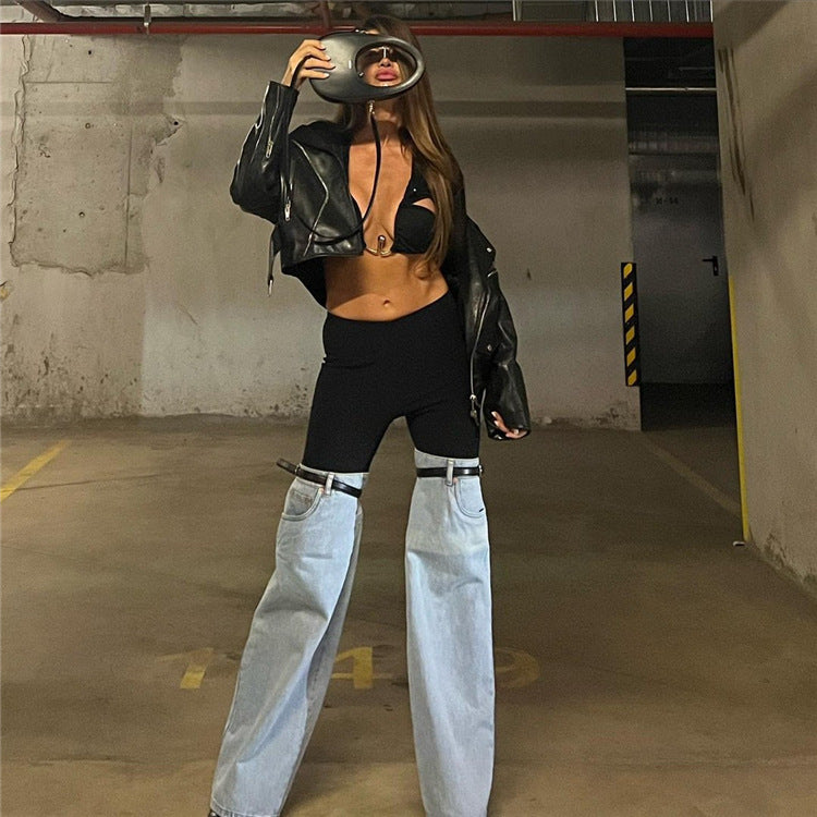 Designed High Waist Denim Wide Legs Pants-Pants-The same as picture-S-Free Shipping Leatheretro