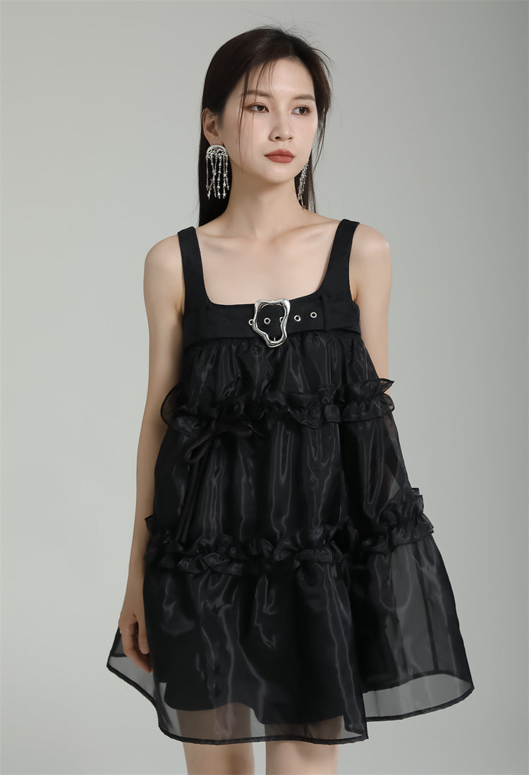Designed Spaghetti Straps Black Short Dresses-Dresses-Black-S-Free Shipping Leatheretro