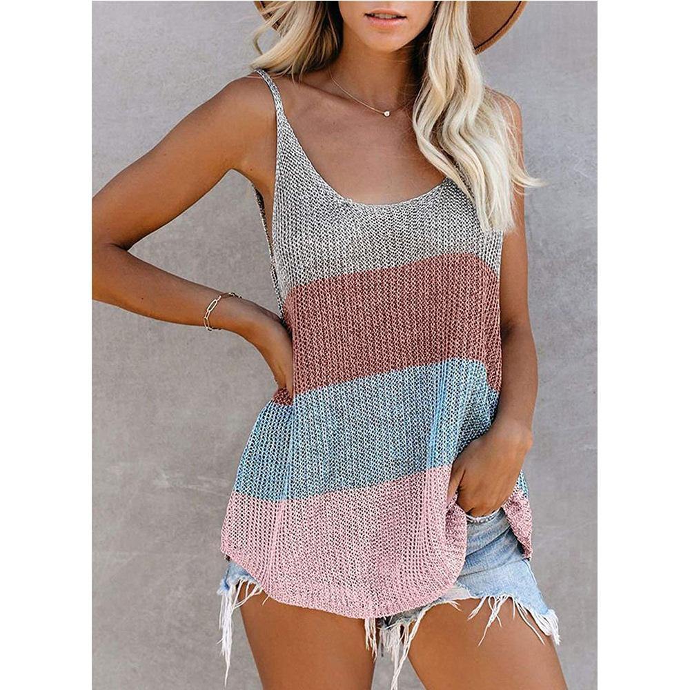 Women Summer Knitting Loose Striped Crop Tops-Tops-9-S-Free Shipping Leatheretro