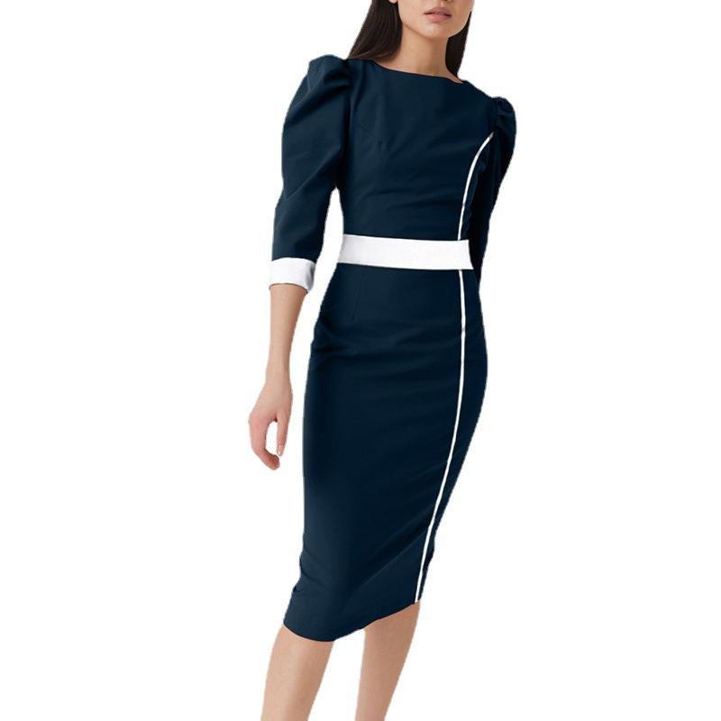 Sexy Round Neck OL Style Fashion Dresses-Office Lady Dresses-The same as picture-S-Free Shipping Leatheretro