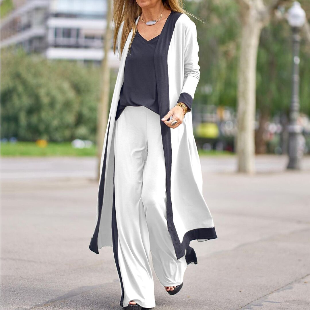 Casual Fashion Loose Women Fall 3pcs Outfits-Women Suits-White Black-S-Free Shipping Leatheretro