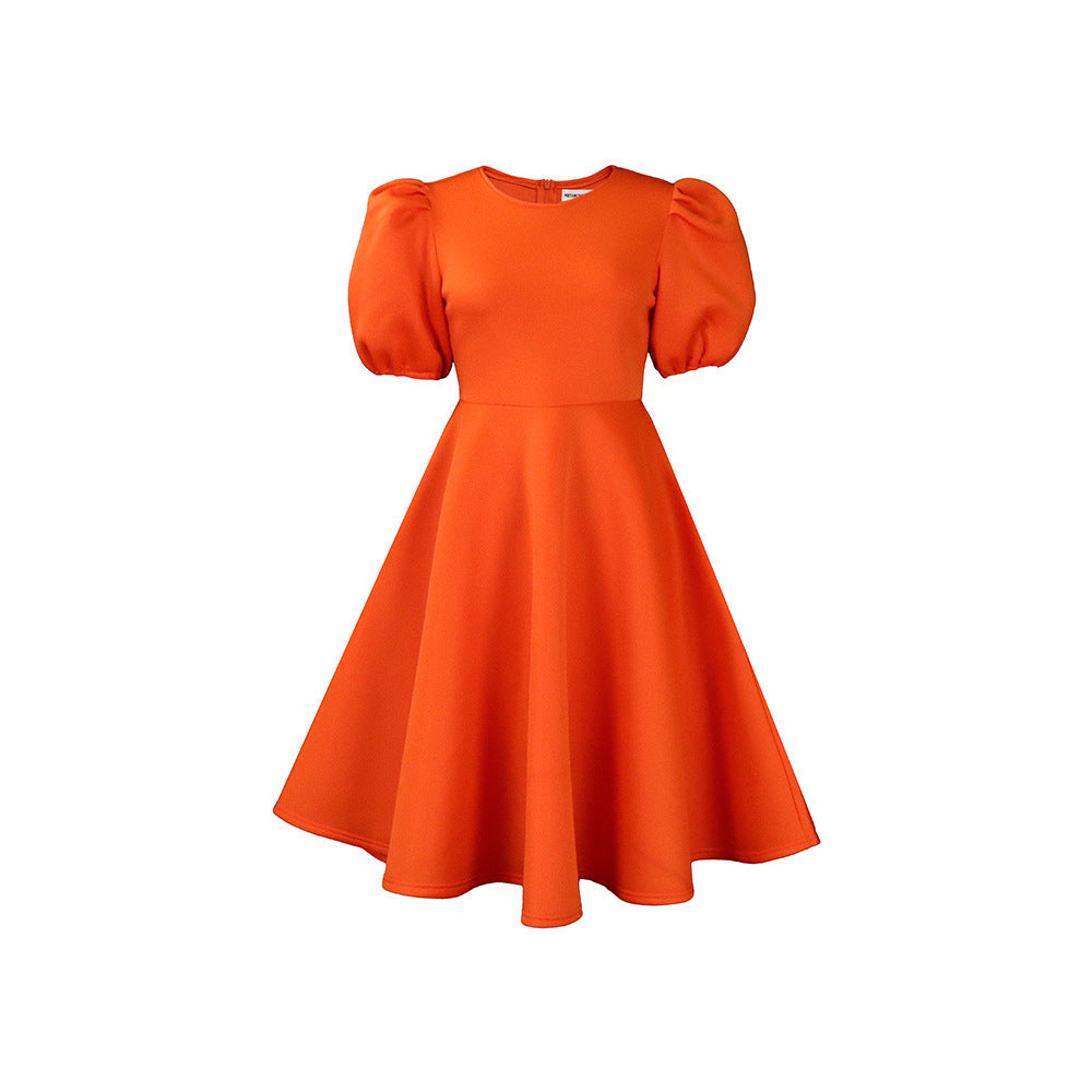 Fashion Plus Sizes A Line Dresses-Dresses-Orange-S-Free Shipping Leatheretro
