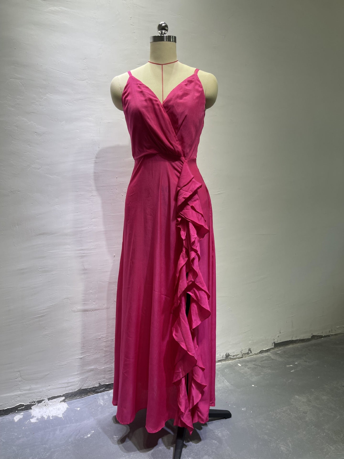 Summer High Waist Ruffled Long Dresses for Women-Dresses-Rose Red-S-Free Shipping Leatheretro