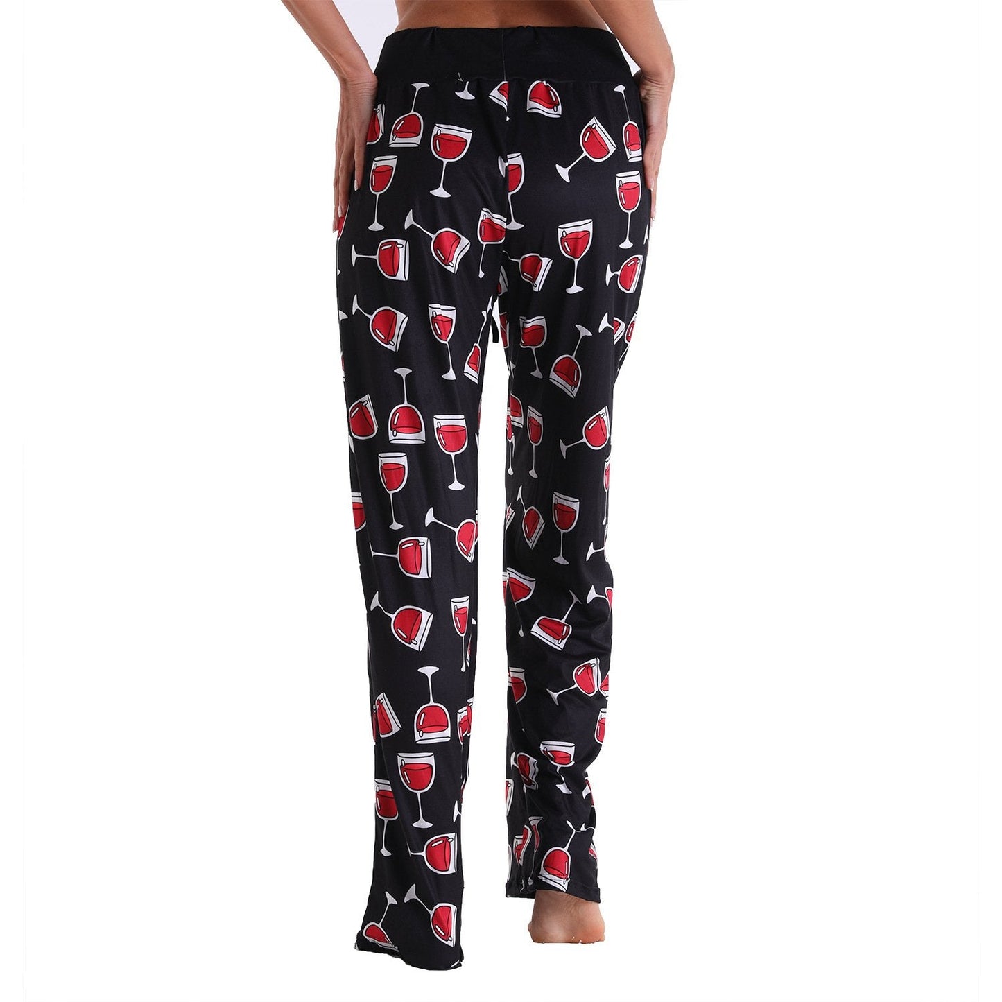 Casual Floral Print Women High Waist Trousers for Homewear-Pajamas-2011-S-Free Shipping Leatheretro