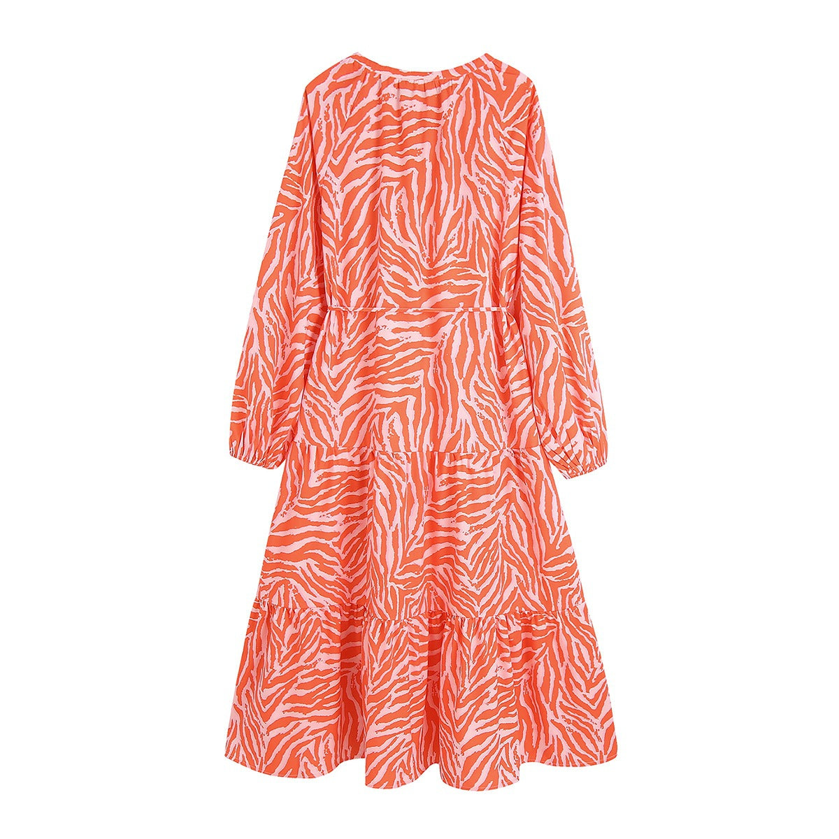 Women Orange Animal Striped Print Summer Dresses-Dresses-The same as picture-XS-Free Shipping Leatheretro