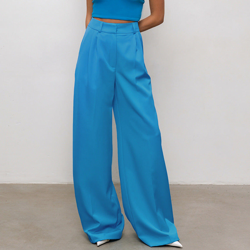 Casual High Waist Wide Legs Long Pants for Women-Pants-Yellow-S-Free Shipping Leatheretro