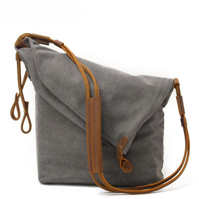 Vintage Women Crossbody Leather Canvas Bags-Leather Canvas Bag-Khaki-Free Shipping Leatheretro