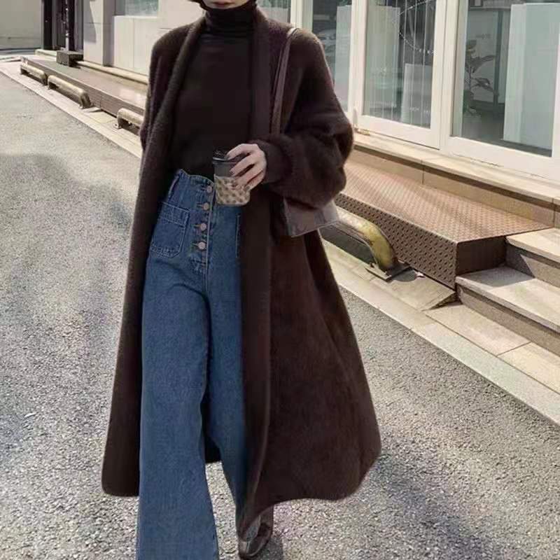 Women Winter Warm Velvet Long Cardigan Overcoat-Women Outerwear-Coffee-One Size-Free Shipping Leatheretro