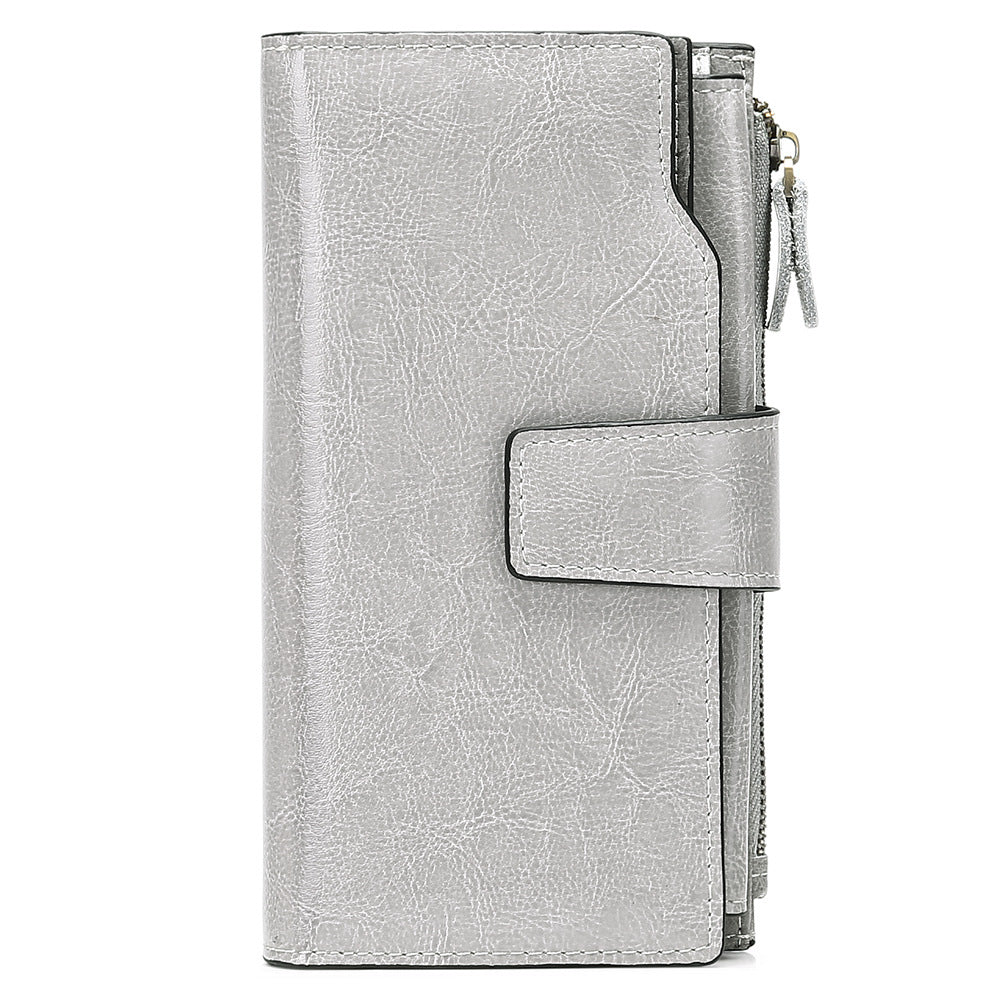 Women Leather Long Wallet with Cellphone Pocket 5156-Leather wallet-Wine Red-Free Shipping Leatheretro