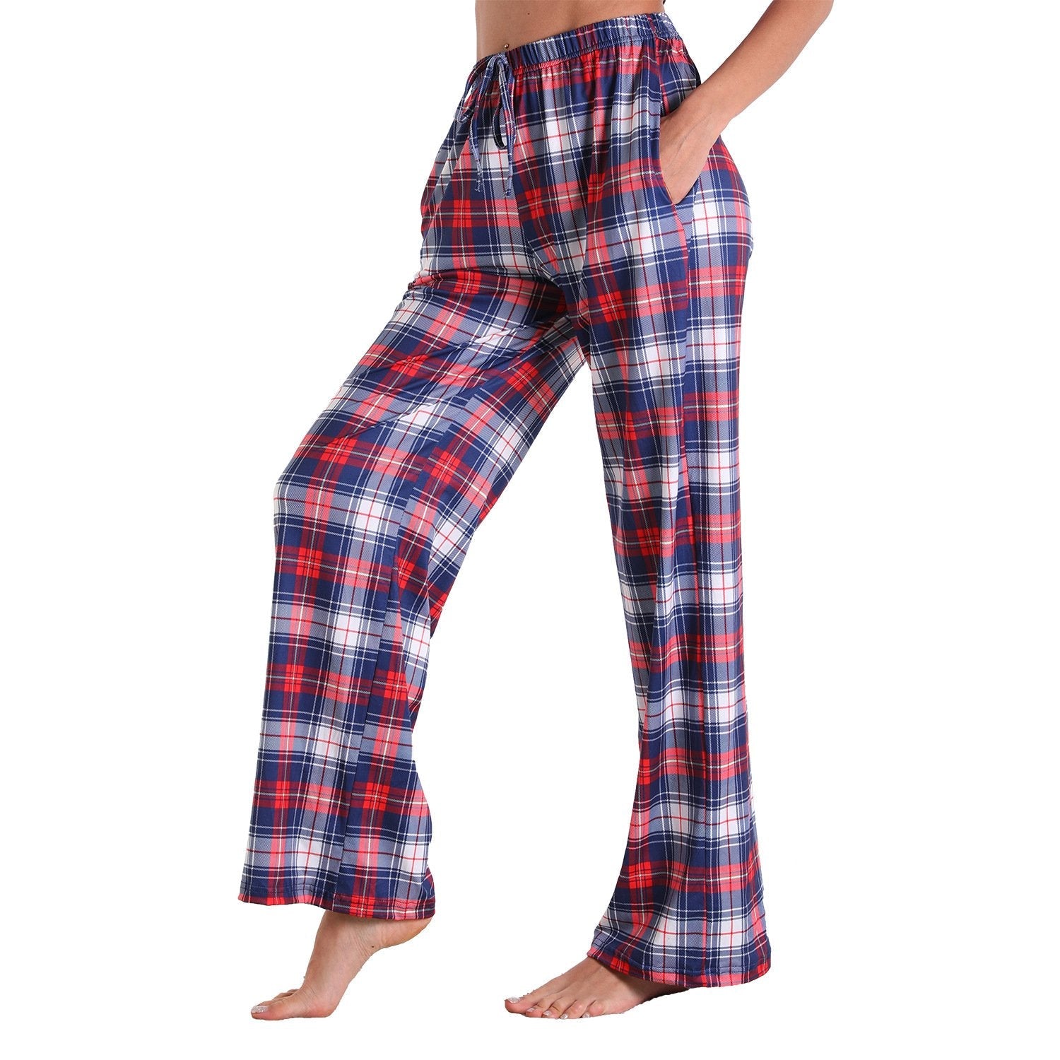 Causal Plaid Women Pajamas Pants Elastic Cord-Pajamas-3011-S-Free Shipping Leatheretro