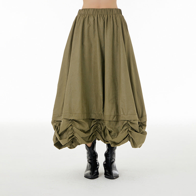 Designed Pleated Plus Sizes Skirts for Women-Skirts-Green-One Size-Free Shipping Leatheretro