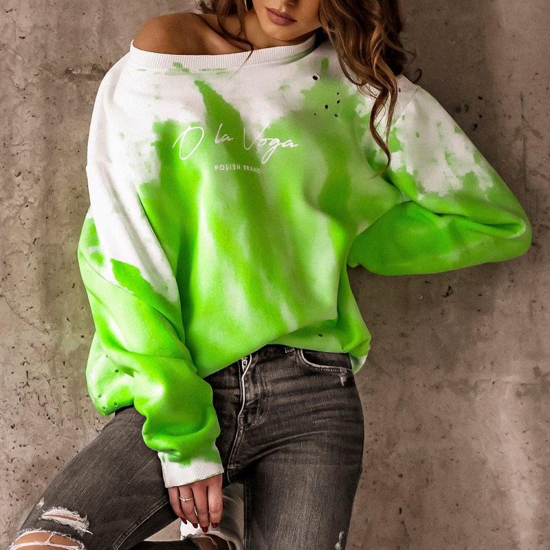 New Dyed Round Neck Women Hoodies-Sweater&Hoodies-Green-S-Free Shipping Leatheretro