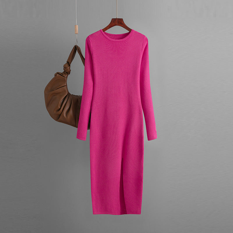 Sexy Knitted Long Bodycon Dresses-Dresses-Rose Red-One Size-Free Shipping Leatheretro