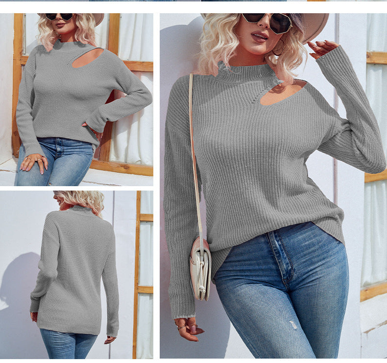 Fashion Knitted Pullover Sweaters for Women-Shirts & Tops-Gray-S-Free Shipping Leatheretro