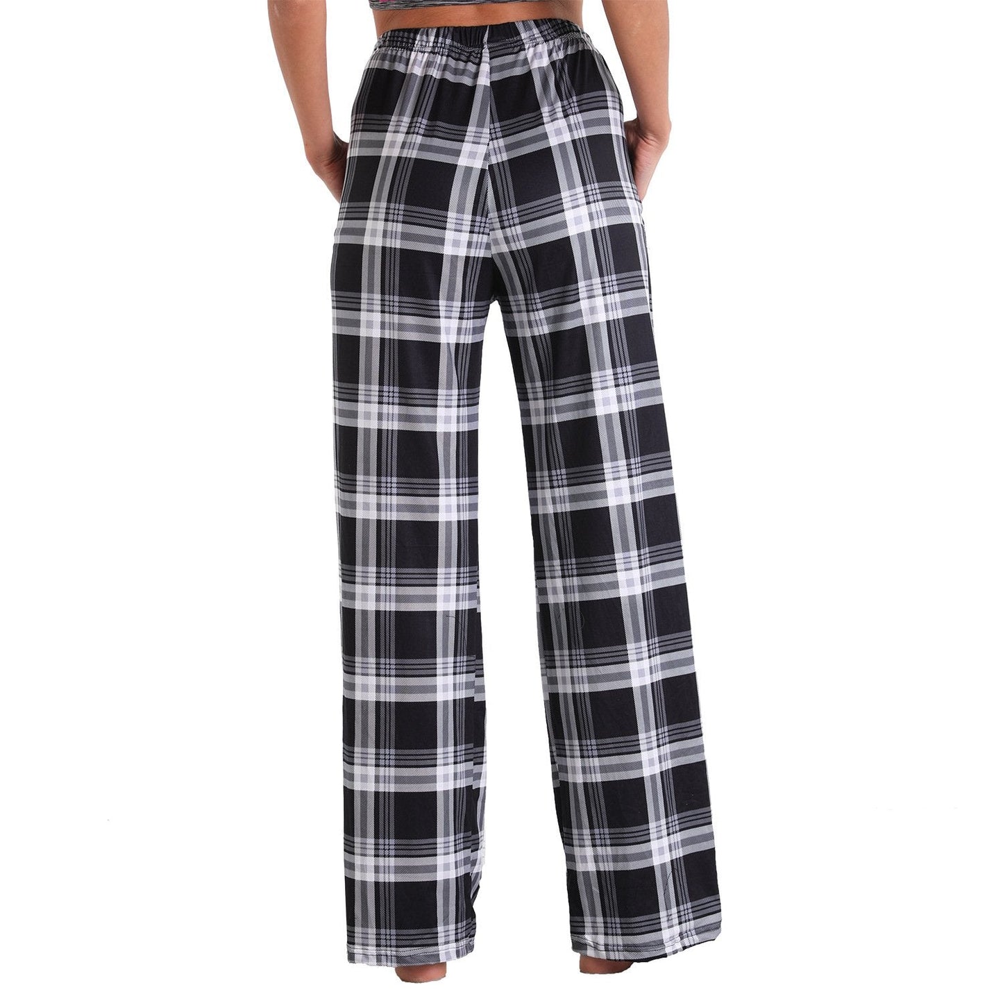 Causal Plaid Women Pajamas Pants Elastic Cord-Pajamas-3011-S-Free Shipping Leatheretro