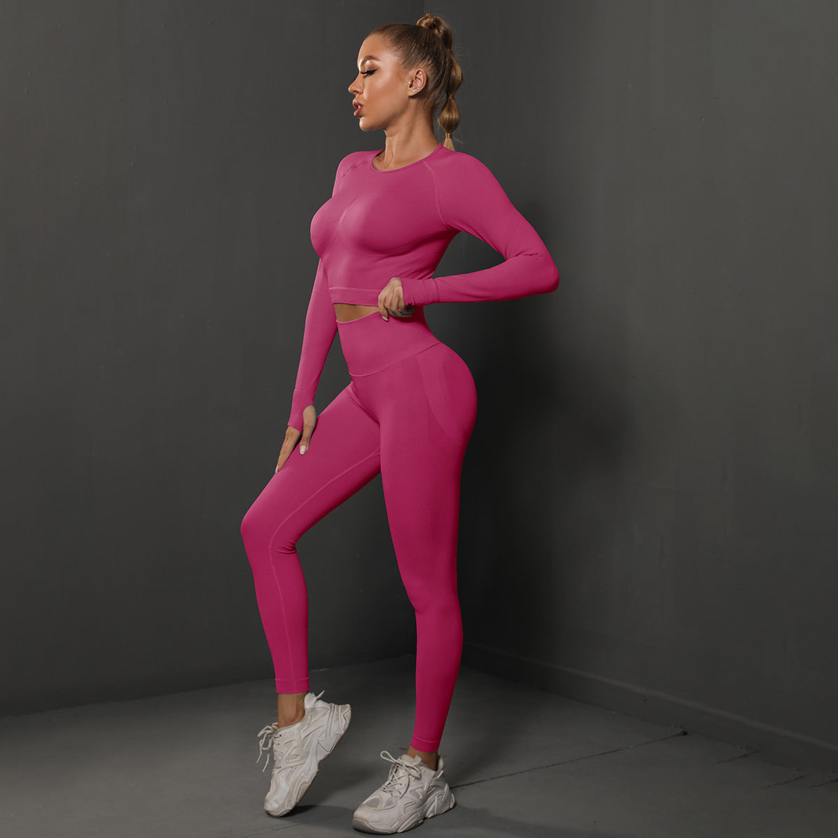 Fashion Simple Style Sports Yoga Suits for Women-Activewear-Rose Red-S-Free Shipping Leatheretro