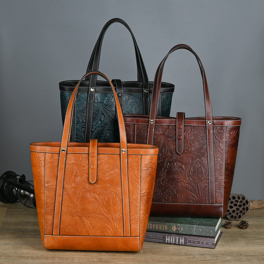 Vintage Vegetable Tanned Leather Women Handbas 9006-Handbags-Blue-Free Shipping Leatheretro
