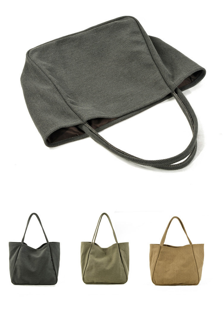 Vintage Linen Large Storage Tote Shopping Bag 9806-Handbags-Khaki-Free Shipping Leatheretro