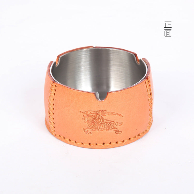Handmade Leather Round Shape Ashtray-A-Free Shipping Leatheretro