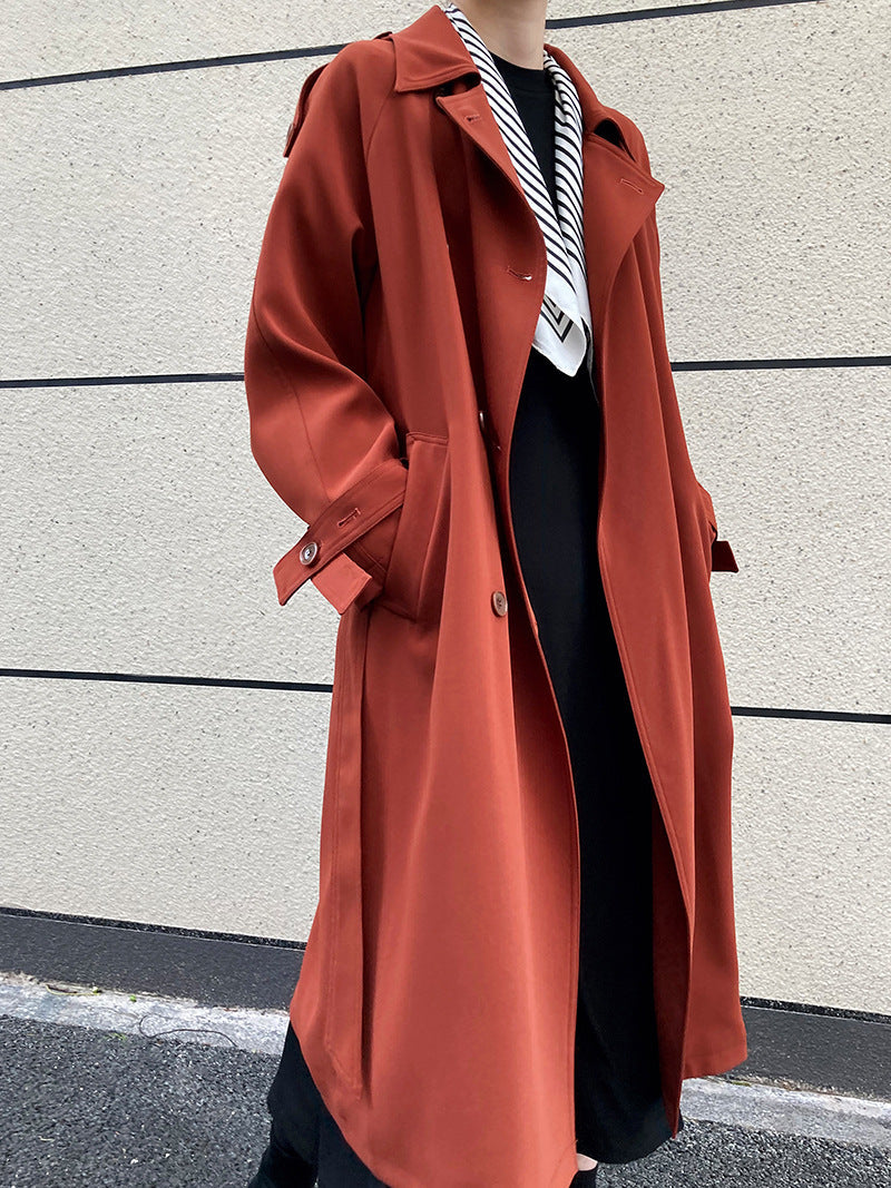 Fashion Loose Long Trench Coats for Women-Coats & Jackets-Black-S-Free Shipping Leatheretro