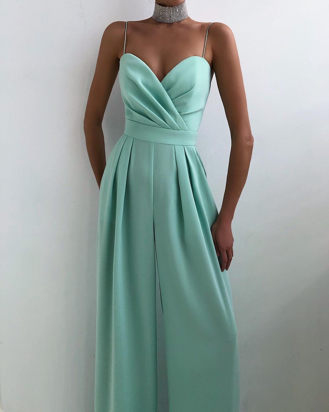 Sexy Slim Waist Loose Jumpsuits-Green-S-Free Shipping Leatheretro