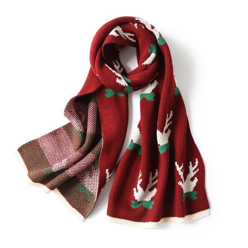 Warm Elk Design Knitted Scarves for Christmas-Scarves & Shawls-Elk Red-38*175cm-Free Shipping Leatheretro