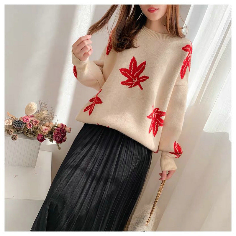 Casual Women Winter Knitted Pullover Sweaters-Shirts & Tops-Red-One Size-Free Shipping Leatheretro