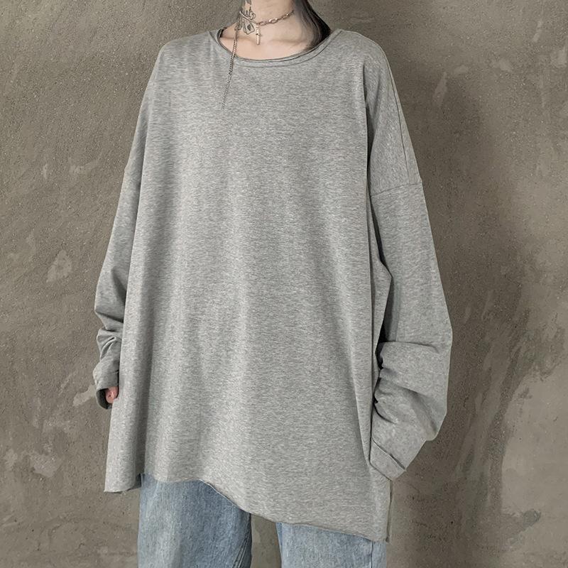 Leisure Loose Black&Gray Sweaters-Sweater&Hoodies-Gray T Shirts-One Size-Free Shipping Leatheretro