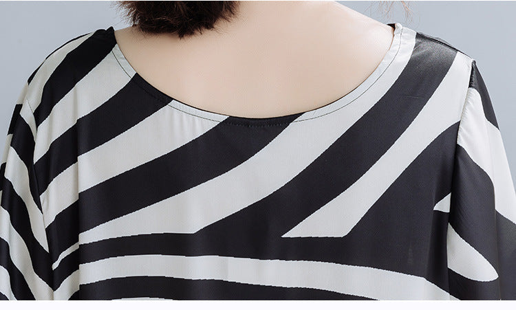 Summer Black Striped Plus Sizes Dresses-Dresses-Black-均码-Free Shipping Leatheretro