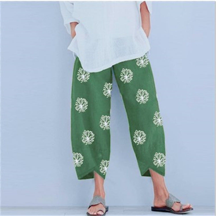Casual Floral Print Summer Pants for Women-Pants-A-S-Free Shipping Leatheretro