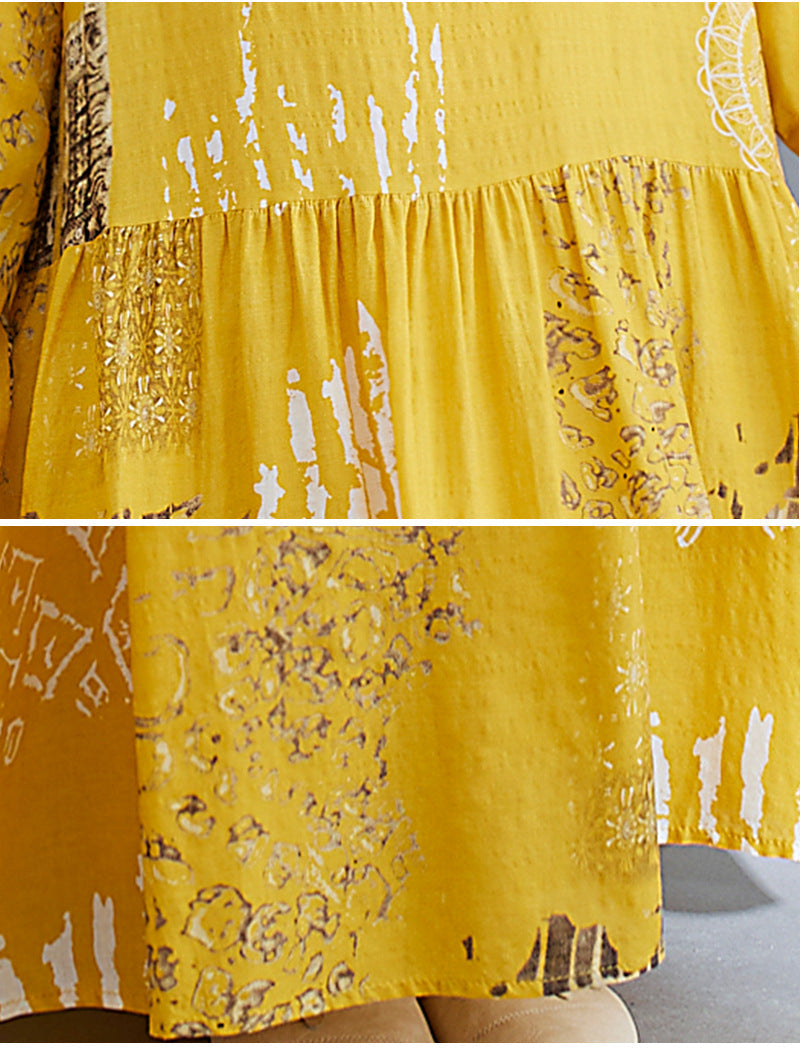 Women Yellow Plus Sizes Long Cozy Dresses-Dresses-Yellow-M-Free Shipping Leatheretro