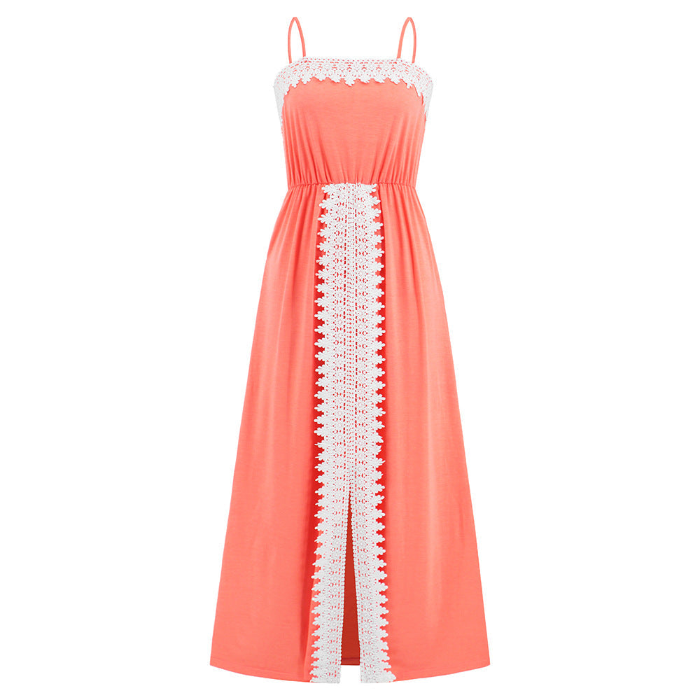 Elegant Lace Trim Summer Long Dresses-Dresses-LQ613-xihong-S-Free Shipping Leatheretro