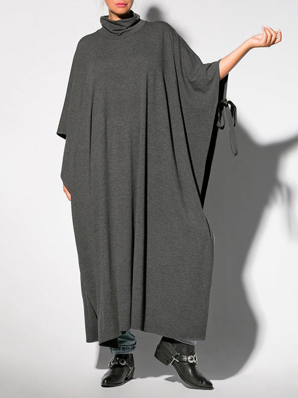 Casual Cotton Round Neck Long Cozy Dresses-Dresses-Gray-S-Free Shipping Leatheretro