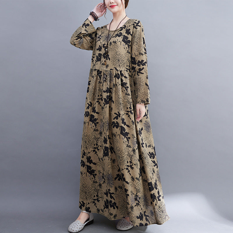 Vintage Plus Sizes Long Sleeves Fall Dresses-Dresses-The same as picture-M-Free Shipping Leatheretro