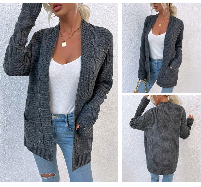 Fashion Twist Knitted Cardigan Coats-Shirts & Tops-Pink-S-Free Shipping Leatheretro