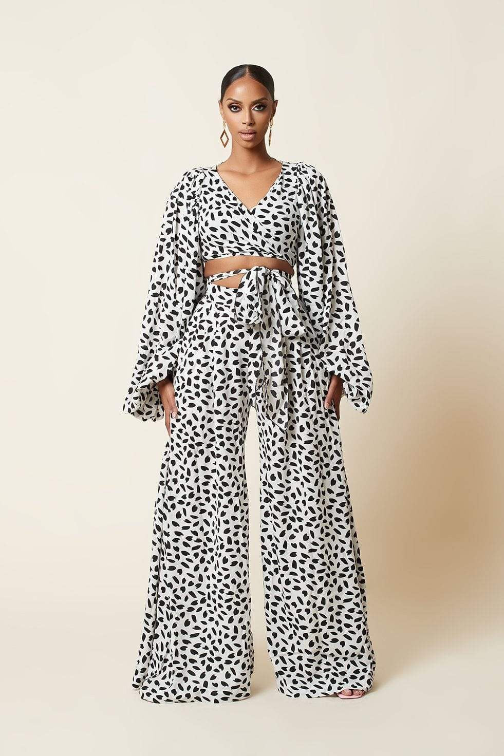 Women Leopard Print Puff Sleeves Suits-One Piece Suits-2-S-Free Shipping Leatheretro
