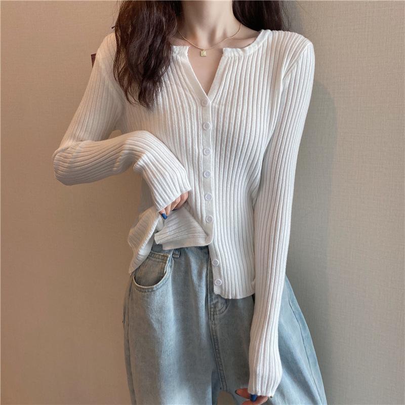 Women Fashion Long Sleeves Fall Cardigan Sweaters-Shirts & Tops-White-One Size-Free Shipping Leatheretro