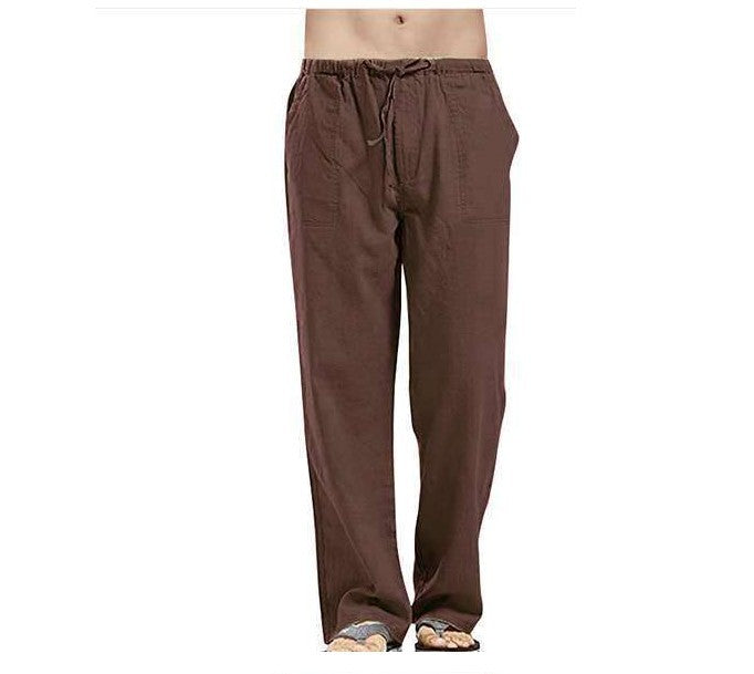 Casual Linen Men's Summer Pants-Pants-Brown-S-Free Shipping Leatheretro