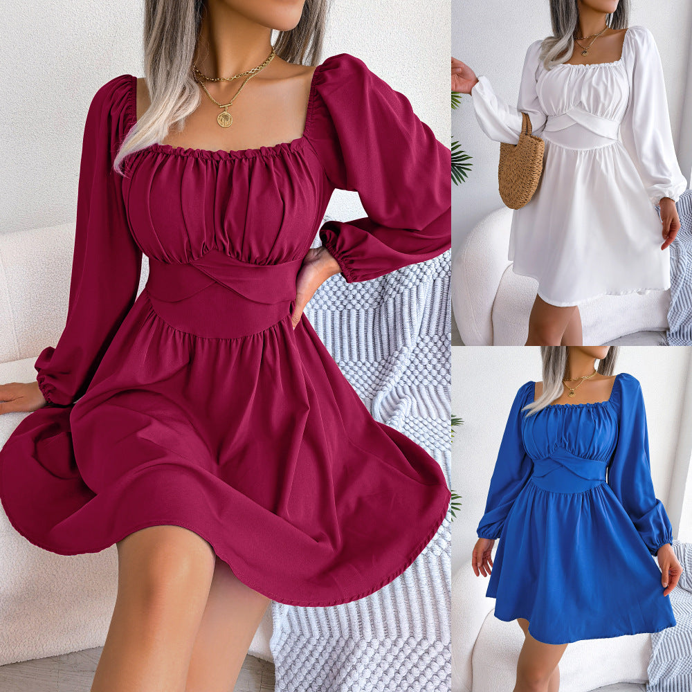 Casual Long Sleeves Short Daily Dresses-Dresses-White-S-Free Shipping Leatheretro