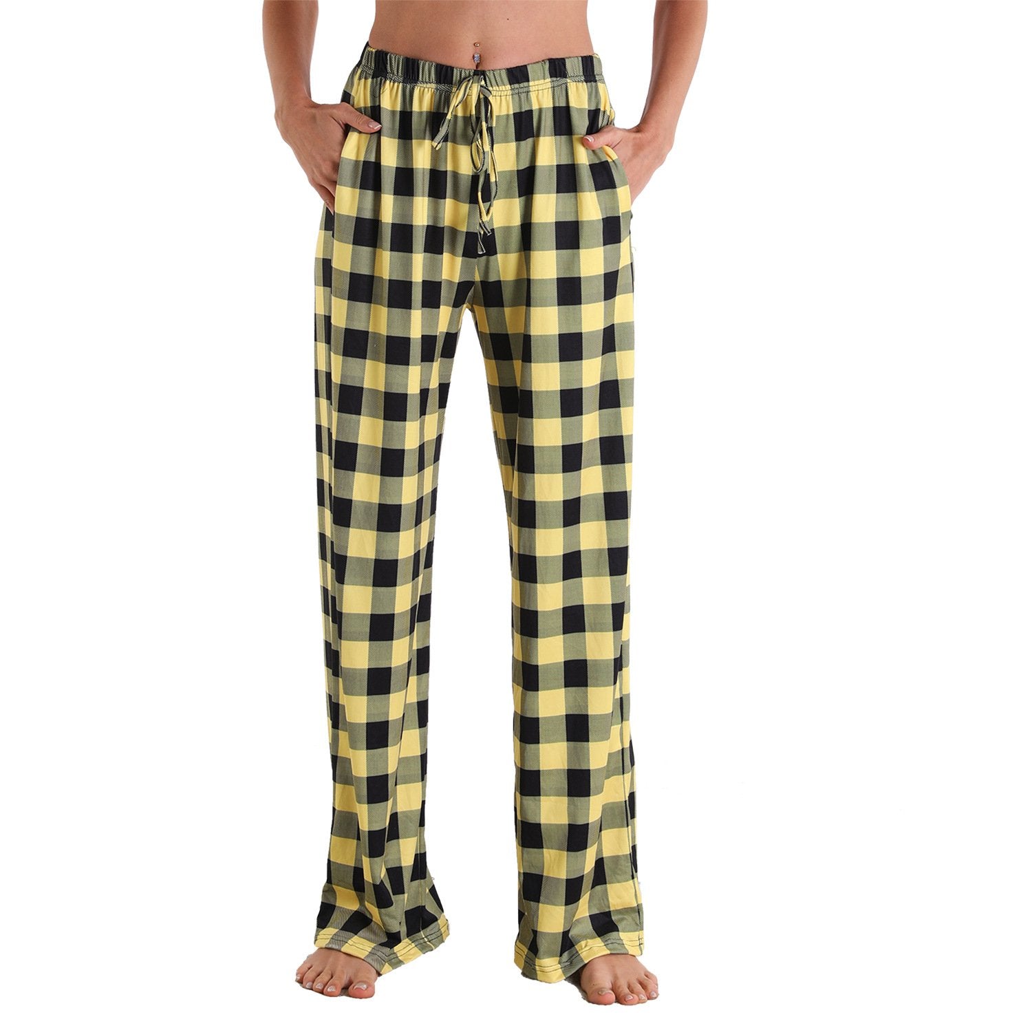 Causal Plaid Women Pajamas Pants Elastic Cord-Pajamas-3011-S-Free Shipping Leatheretro