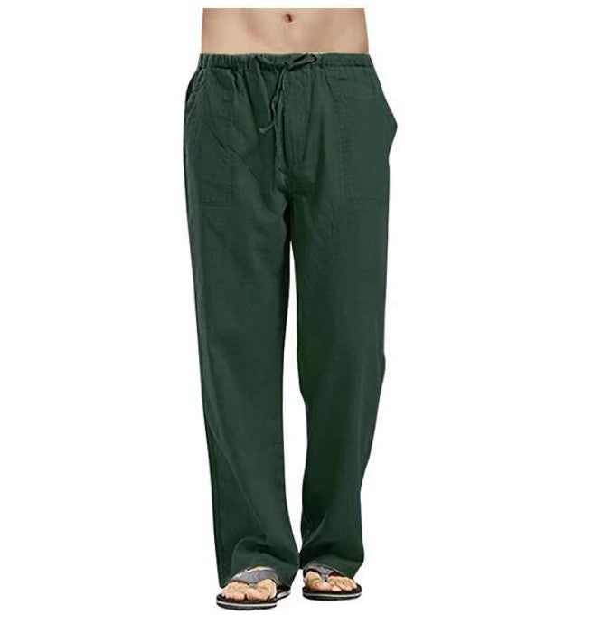 Casual Linen Men's Summer Pants-Pants-Dark Green-S-Free Shipping Leatheretro